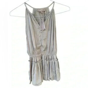 Philosophy cream malt Gold Button Front Halter Top With Ruffle Waist sz XS NWT